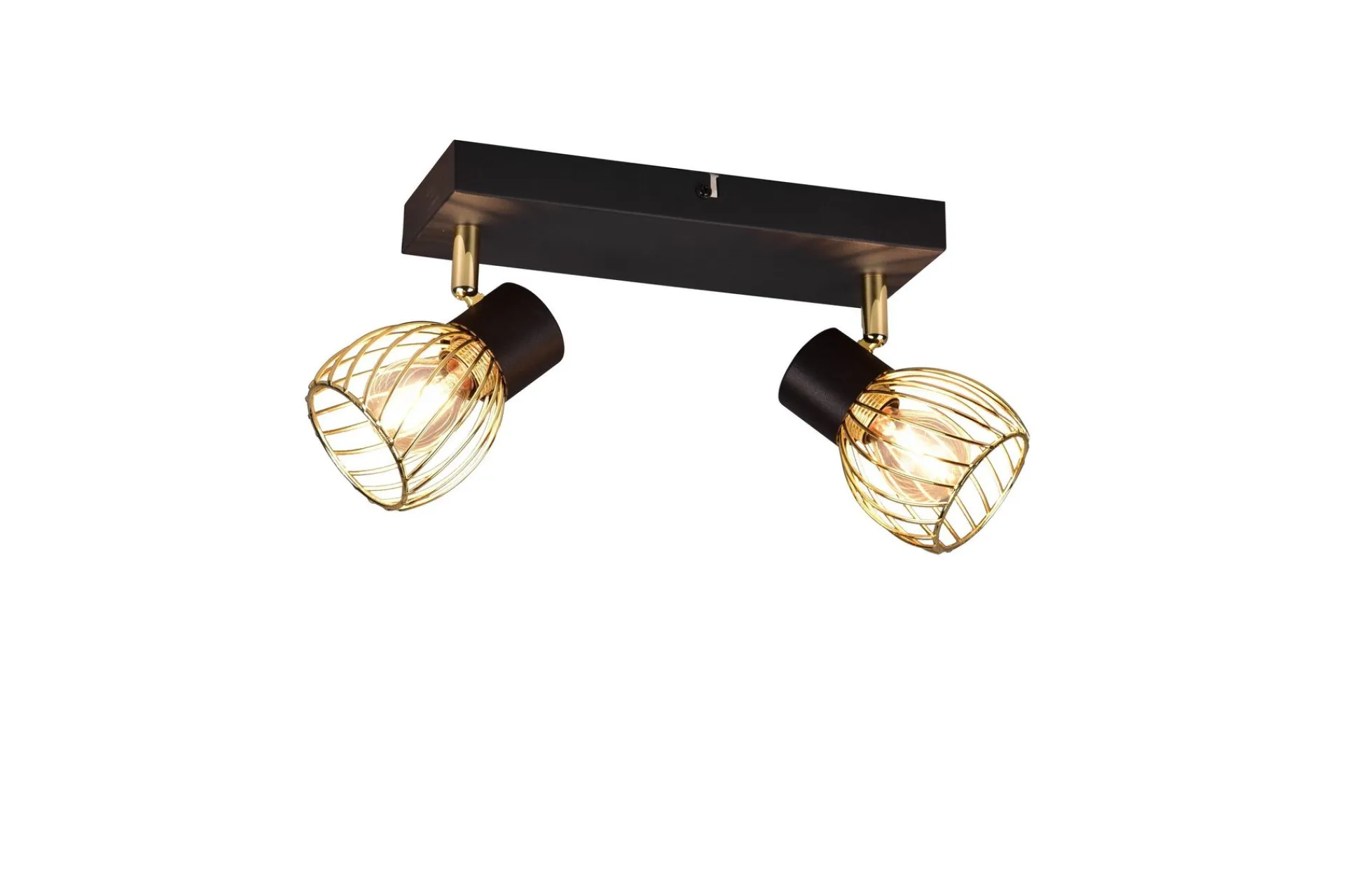 Trio Lighting Ardon Spotlight 2L E14 matt svart/ polert messing