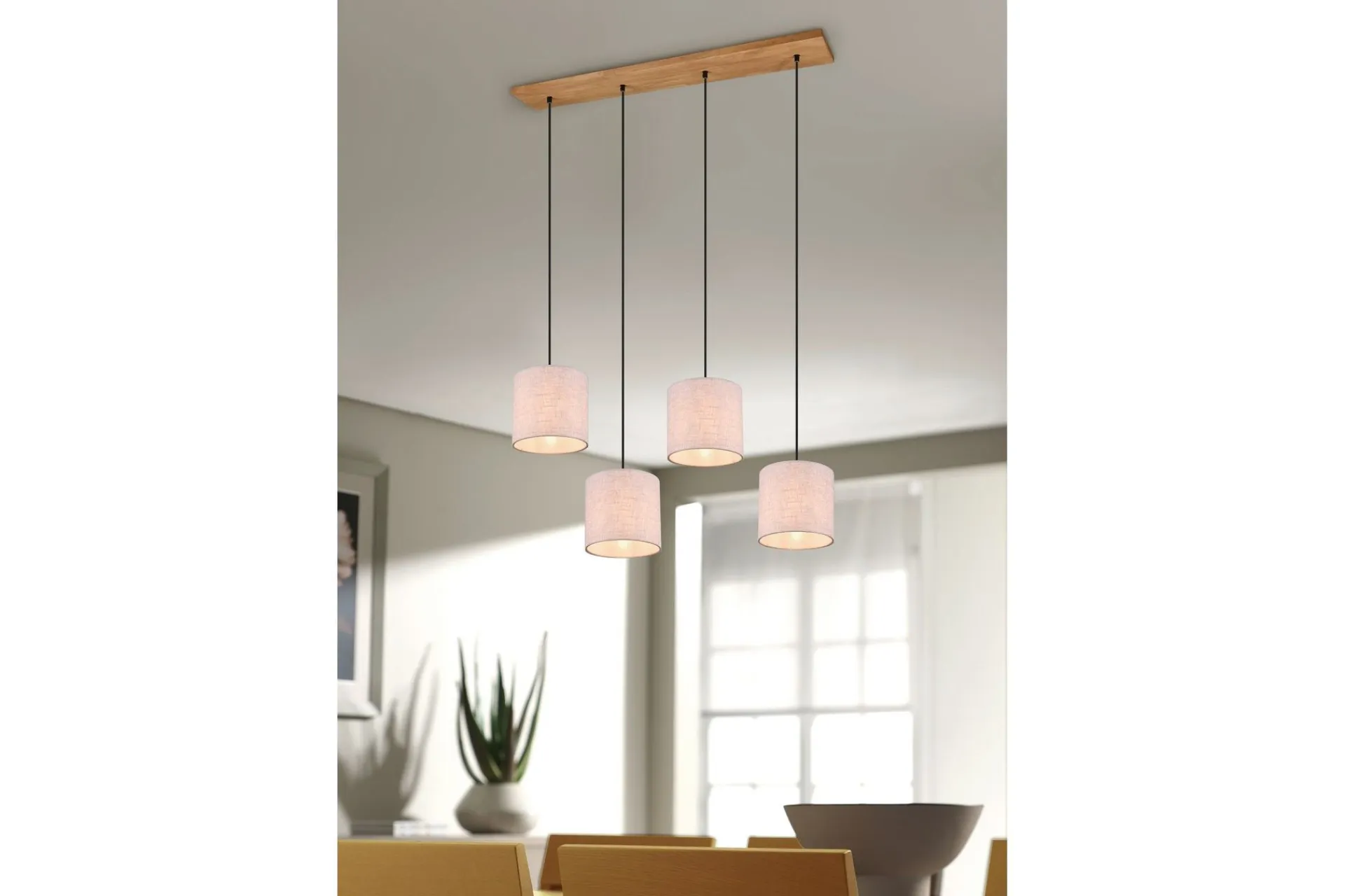 Trio Lighting Taklampe|Stuelampe-Elmau taklampe 4L E27 tre/ Beige