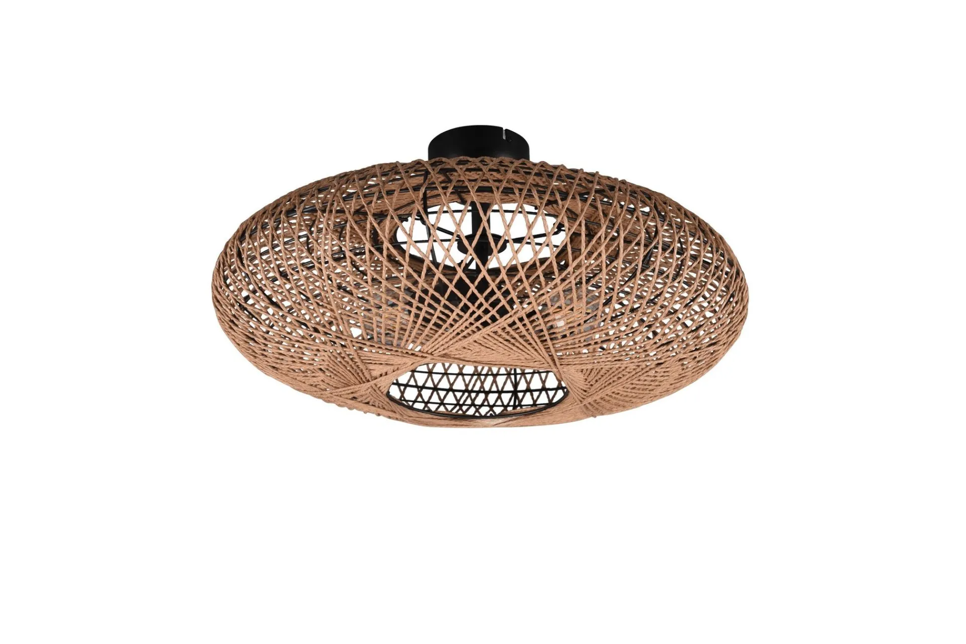 Trio Lighting Hedda plafond 2L E27 matt svart/sisal