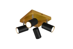 Trio Lighting Spotlights & Downlights-Marley spot 4L GU10 matt svart/tre Matt svart,Natur