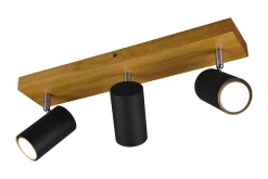 Trio Lighting Spotlights & Downlights-Marley spot 3L GU10 matt svart/tre Matt svart,Natur