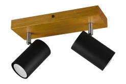 Trio Lighting Spotlights & Downlights-Marley spot 2L GU10 matt svart/tre Matt svart,Natur
