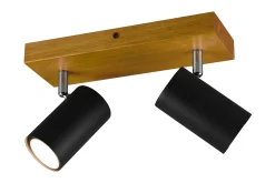 Trio Lighting Spotlights & Downlights-Marley spot 2L GU10 matt svart/tre Matt svart,Natur