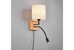 Trio Lighting Nattbordslampe|Soveromslampe-Nilam Vegglampe m. Leselampe 18 cm LED + E27 tre Hvit,tre