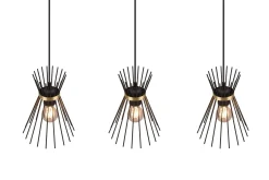 Trio Lighting Rod taklampe 3L E27 svart/gull