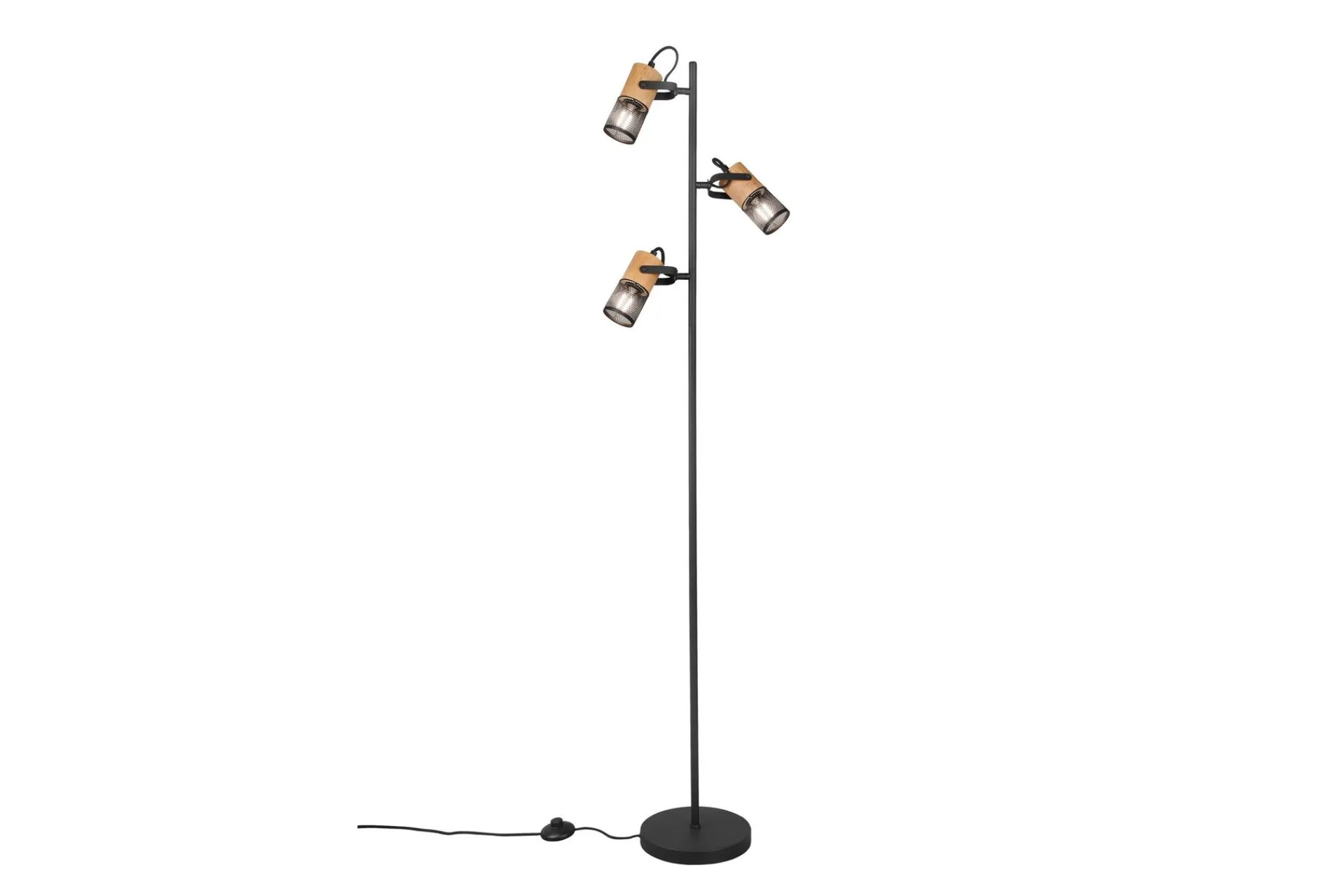 Trio Lighting Stuelampe-Tosh gulvlampe E27 matt sort Matt svart,Natur