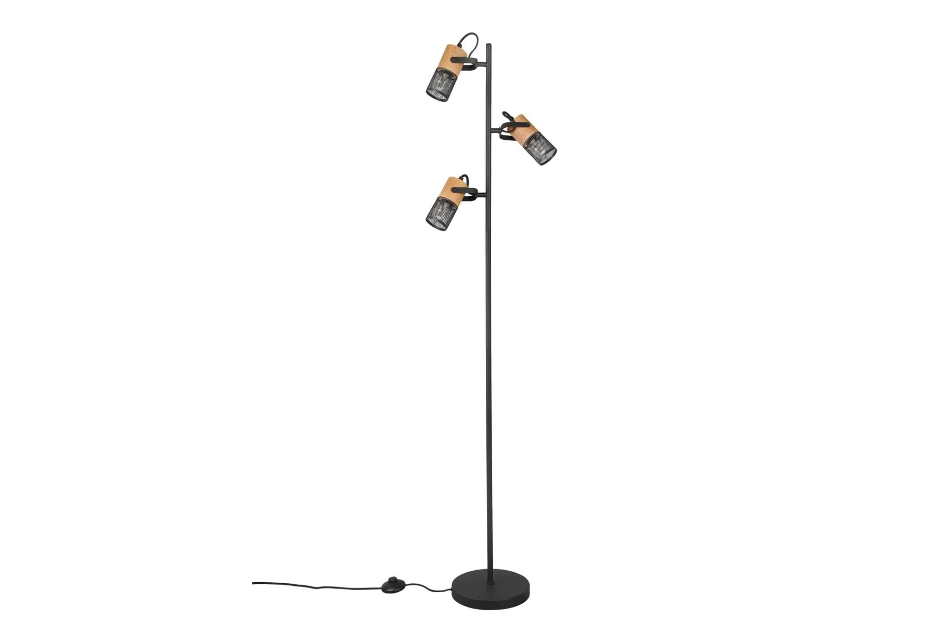 Trio Lighting Stuelampe-Tosh gulvlampe E27 matt sort Matt svart,Natur