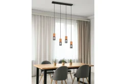 Trio Lighting Taklampe|Kjøkkenlampe-Tosh taklampe 4L E27 matt sort Natur,Matt svart