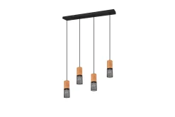 Trio Lighting Taklampe|Kjøkkenlampe-Tosh taklampe 4L E27 matt sort Natur,Matt svart