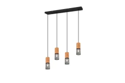 Trio Lighting Taklampe|Kjøkkenlampe-Tosh taklampe 4L E27 matt sort Natur,Matt svart
