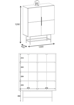 Sideboard & Skjenker-Truvia Skjenk 100x128x40 cm Milano valnøtt Svart