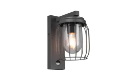 Trio Lighting Entré|Fasadebelysning-Tuela Vegglampe med rørelsesensor Antrasitt Antracit