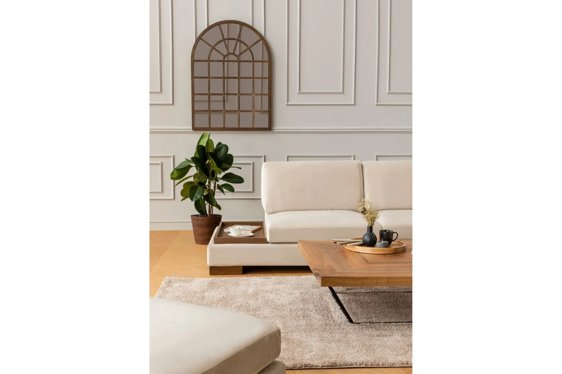 Hjørnesofa-Tulima Sofa med Sjeselong Høyre Beige