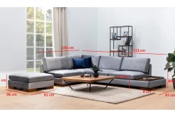 Tulima Sofa med Sjeselong m Krakk Venstre