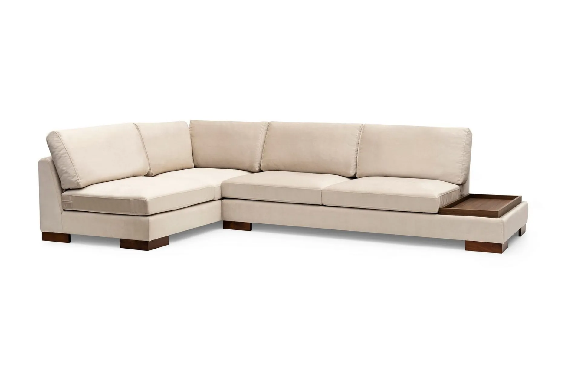 Hjørnesofa-Tulima Sofa med Sjeselong m Krakk Venstre Beige