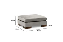 Hjørnesofa-Tulima Sofa med Sjeselong m Krakk Høyre Lysegrå