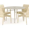 Comfort Garden Spisegrupper Hage-Tunis utendørs rund spisegruppe 120 cm med 4 Thor Light utelenestoler