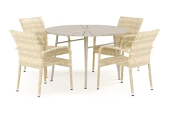 Comfort Garden Spisegrupper Hage-Tunis utendørs rund spisegruppe 120 cm med 4 Thor Light utelenestoler