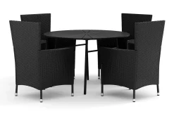 Comfort Garden Tunis utendørs rund spisegruppe 120 cm med 4 Thor lenestoler