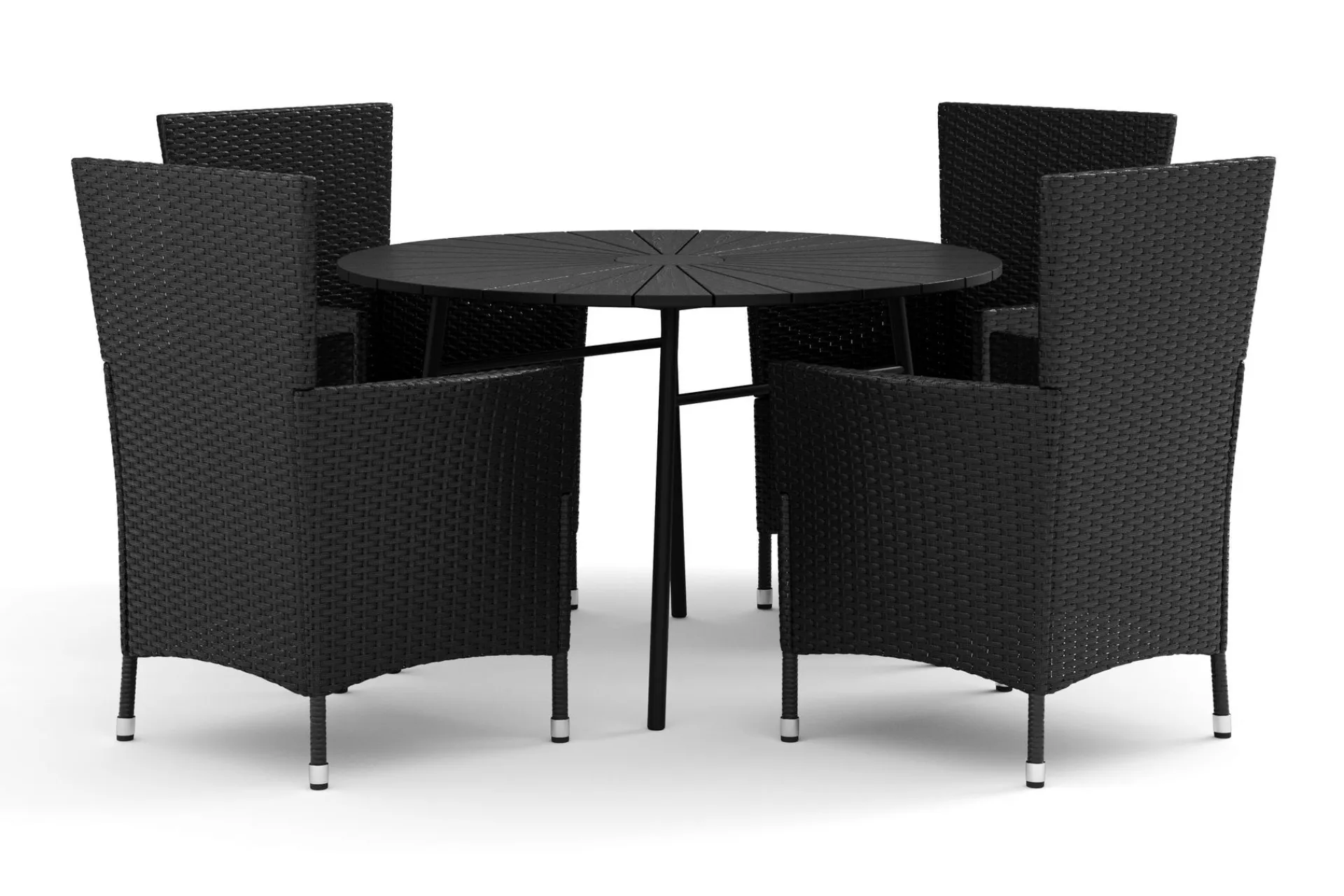 Comfort Garden Tunis utendørs rund spisegruppe 120 cm med 4 Thor lenestoler