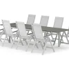 Comfort Garden Spisegrupper Hage-Tunis utendørs spisegruppe uttrekkbar 205/305x90 cm med 8 Monaco Light regulerbare stoler
