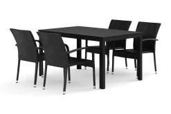 Comfort Garden Tunis utendørs spisegruppe 140x90 cm med 4 Thor Light uterlenestoler