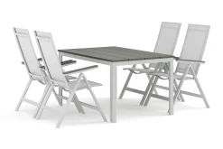 Comfort Garden Spisegrupper Hage-Tunis utendørs spisegruppe 140x90 cm med 4 Monaco Light posisjonsstoler