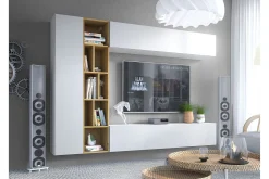 Tv-Benk & Mediabenk-Tv-benk Hvit,Eik