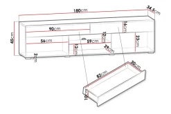 Tv-Benk & Mediabenk-Tv-benk 180x45 cm Hvit Høyblank
