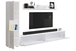 Tv-Møbelsett-Tv-møbelsett Hvit Høyblank,tre