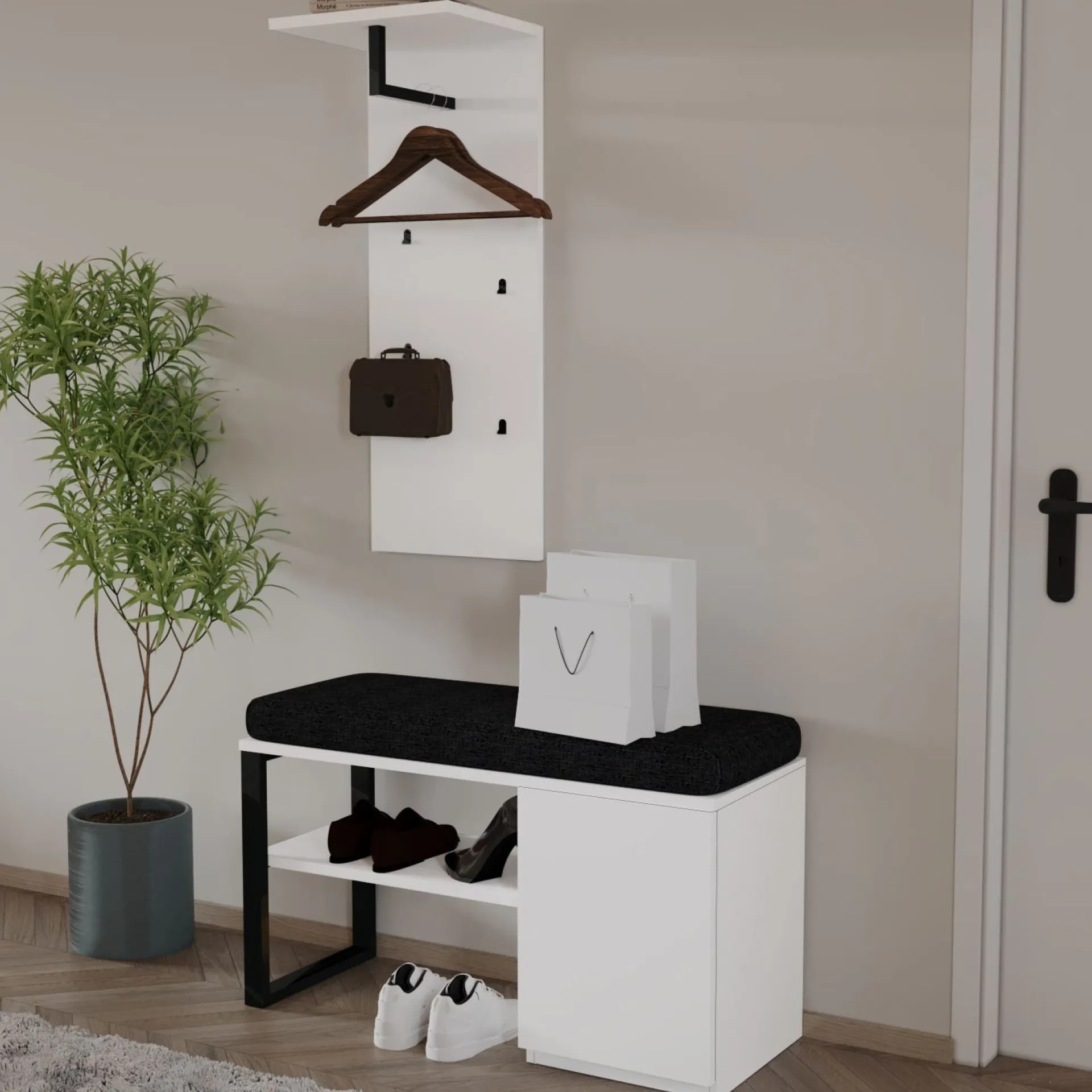 Benk-Uniqo Hallstativsett 35x90x35 cm Hvit