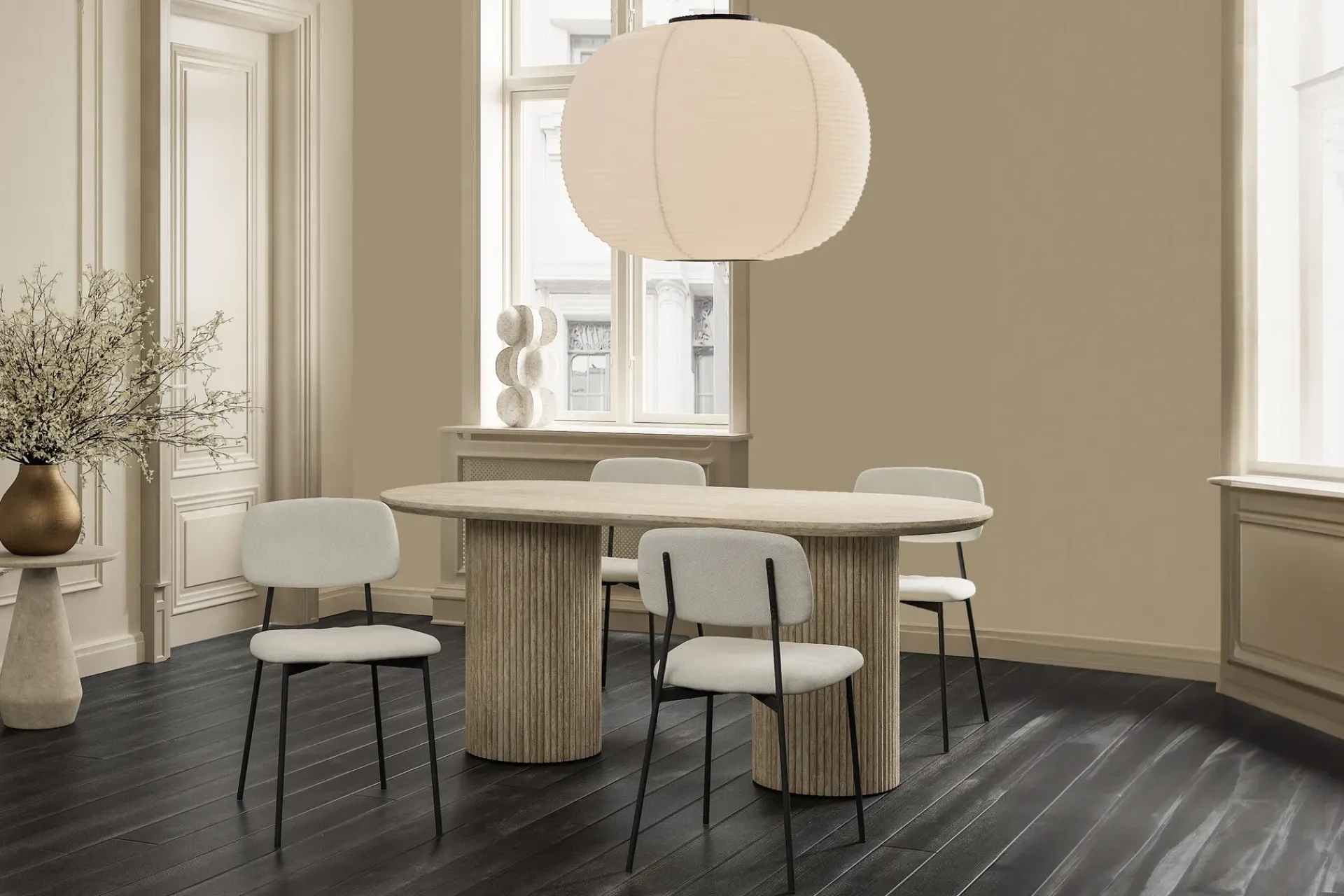 Andrarum Uppveda Ovalt Spisebord 180x90 cm Travertin Utseende