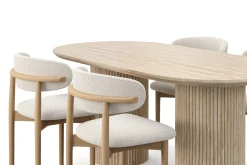 Andrarum Sminkebord & Toalettbord|Spisegrupper-Uppveda Spisebord med travertin-look med 4 stk Jaiveer Spisestoler Beige