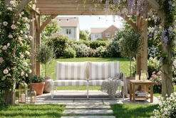 Comfort Garden Lounge Sofa|Lounge Sofa-Usteryd 2-seters Loungesofa Beige/Stripet