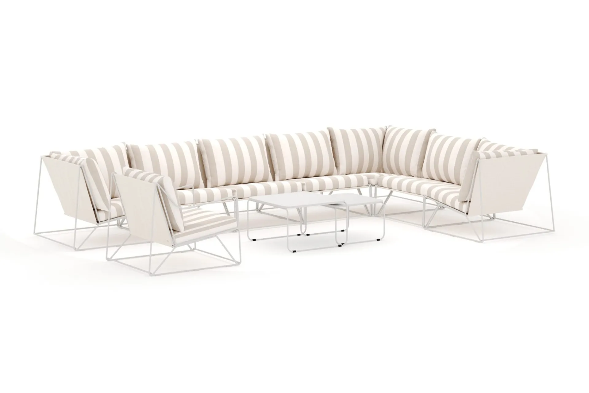 Comfort Garden Lounge Sofa|Lounge Sofa-Usteryd utendørs L-sofa 8-seter vendbar med lenestol Beige