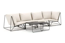 Comfort Garden Benker|Lounge Sofa-Usteryd utendørs rett 4-seters sofa Svart, Beige