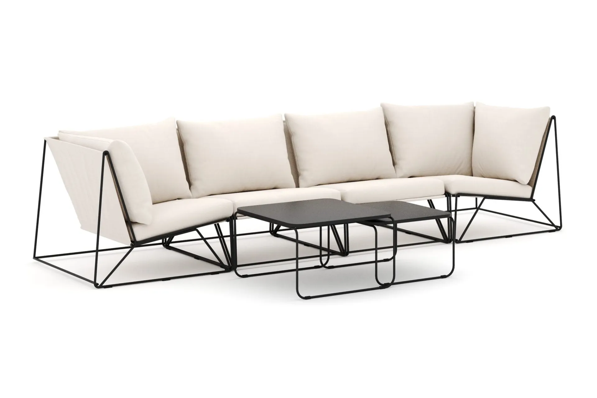 Comfort Garden Benker|Lounge Sofa-Usteryd utendørs rett 4-seters sofa Svart, Beige