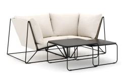 Comfort Garden Balkongmøbler|Balkongsofaer-Usteryd utendørs rett 2-seters sofa Svart, Beige