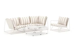 Comfort Garden Benker|Lounge Sofa-Usteryd utendørs rett 4-seters sofa med lenestol Beige