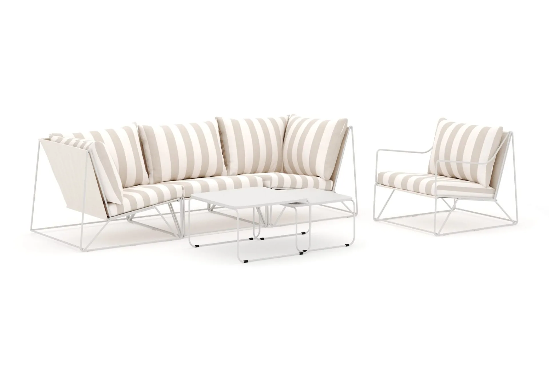 Comfort Garden Benker|Lounge Sofa-Usteryd utendørs rett 4-seters sofa med lenestol Beige
