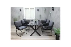 Utendørs møbelgruppe 190 cm Bord & 6 Levanto grå stoler