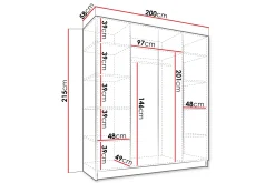 Garderober & Garderobesystem-Vadstena Garderobe 200 cm Hvit,Gull