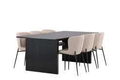 Venture Home Spisegrupper-Vail Matgruppe 200 cm Rektangulær med 6 Modesto stoler Beige,Svart