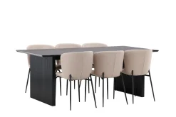 Venture Home Spisegrupper-Vail Matgruppe 200 cm Rektangulær med 6 Modesto stoler Beige,Svart