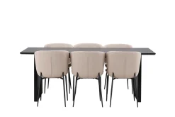 Venture Home Spisegrupper-Vail Matgruppe 200 cm Rektangulær med 6 Modesto stoler Beige,Svart