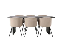 Venture Home Spisegrupper-Vail Matgruppe 200 cm Rektangulær med 6 Berit stoler Beige,Svart