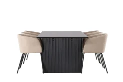 Venture Home Spisegrupper-Vail Matgruppe 200 cm Rektangulær med 6 Berit stoler Beige,Svart