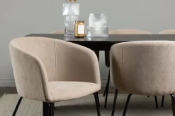 Venture Home Spisegrupper-Vail Matgruppe 200 cm Rektangulær med 6 Berit stoler Beige,Svart