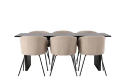 Venture Home Spisegrupper-Vail Matgruppe 200 cm Rektangulær med 6 Berit stoler Beige,Svart
