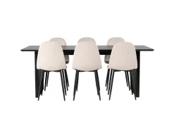 Venture Home Spisegrupper-Vail Matgruppe 200 cm Rektangulær med 6 Polar stoler Beige,Svart